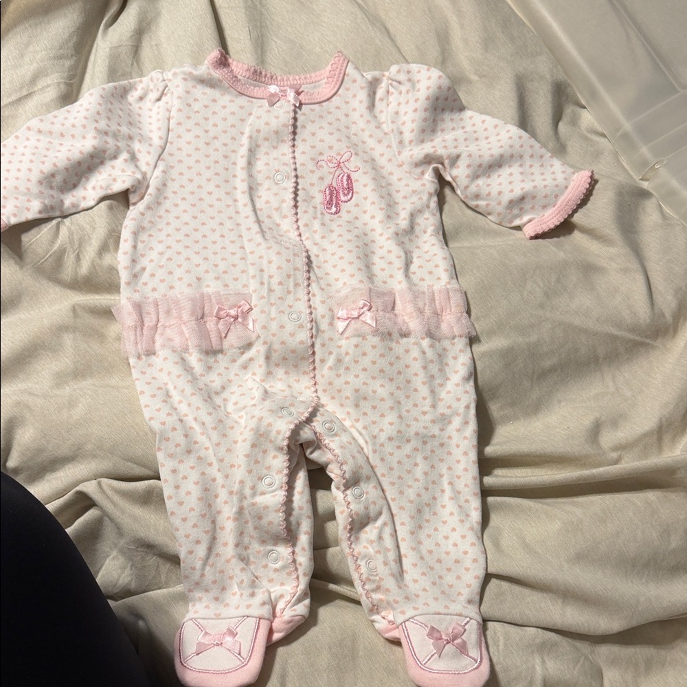 Little Me Pink and White Footed One Piece
